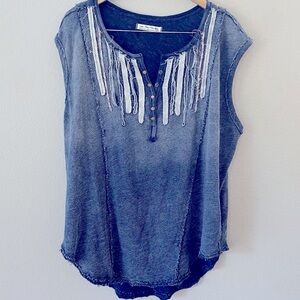 🔥🔥Free People Harvey Muscle Tank Top Indigo Combo Oversized Size M